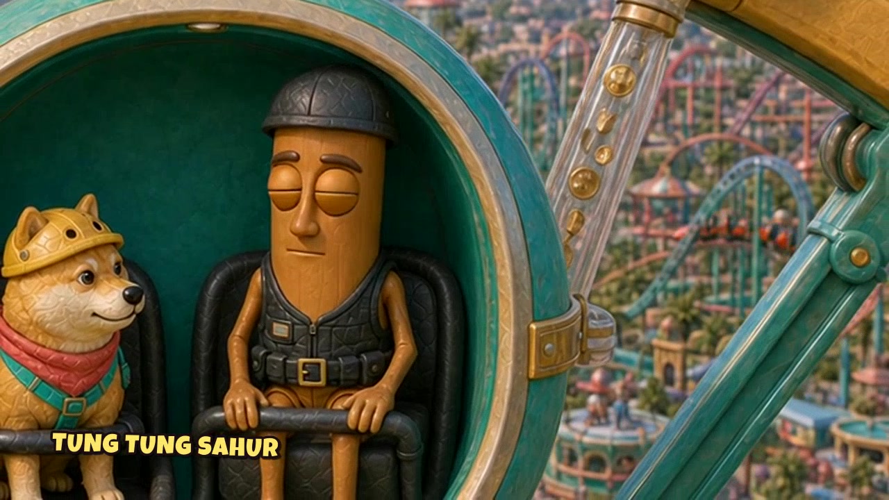 Tung Tung Sahur on a carnival ride